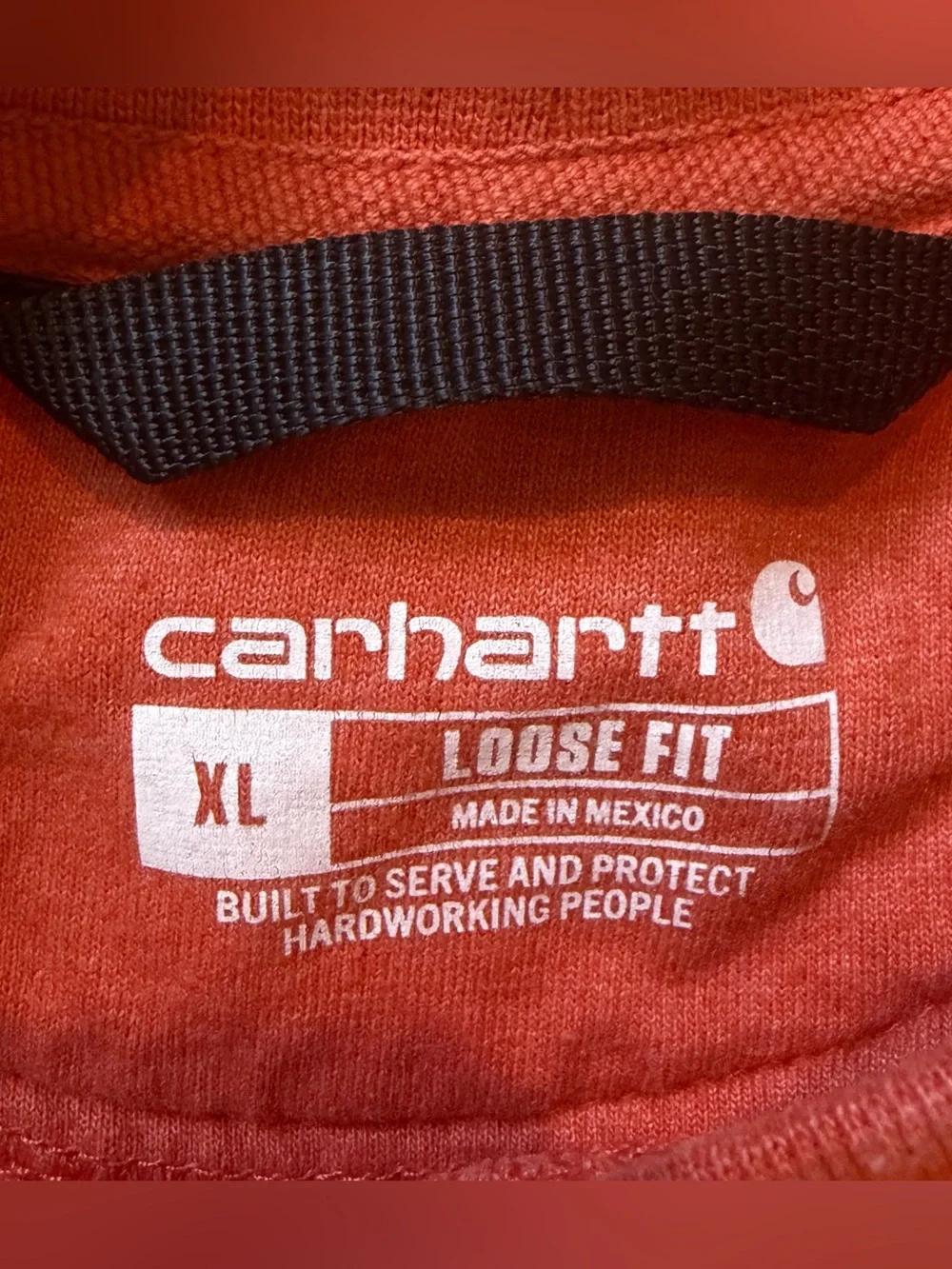 Carhartt orange midweight crewneck sweatshirt men’s XL loose fit sleeve logo